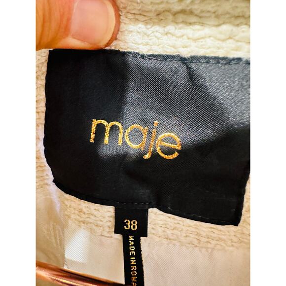 MAJE Off-White Tweed Creamy Oversized Vileno Blazer size 38 Flawed - Picture 12 of 16